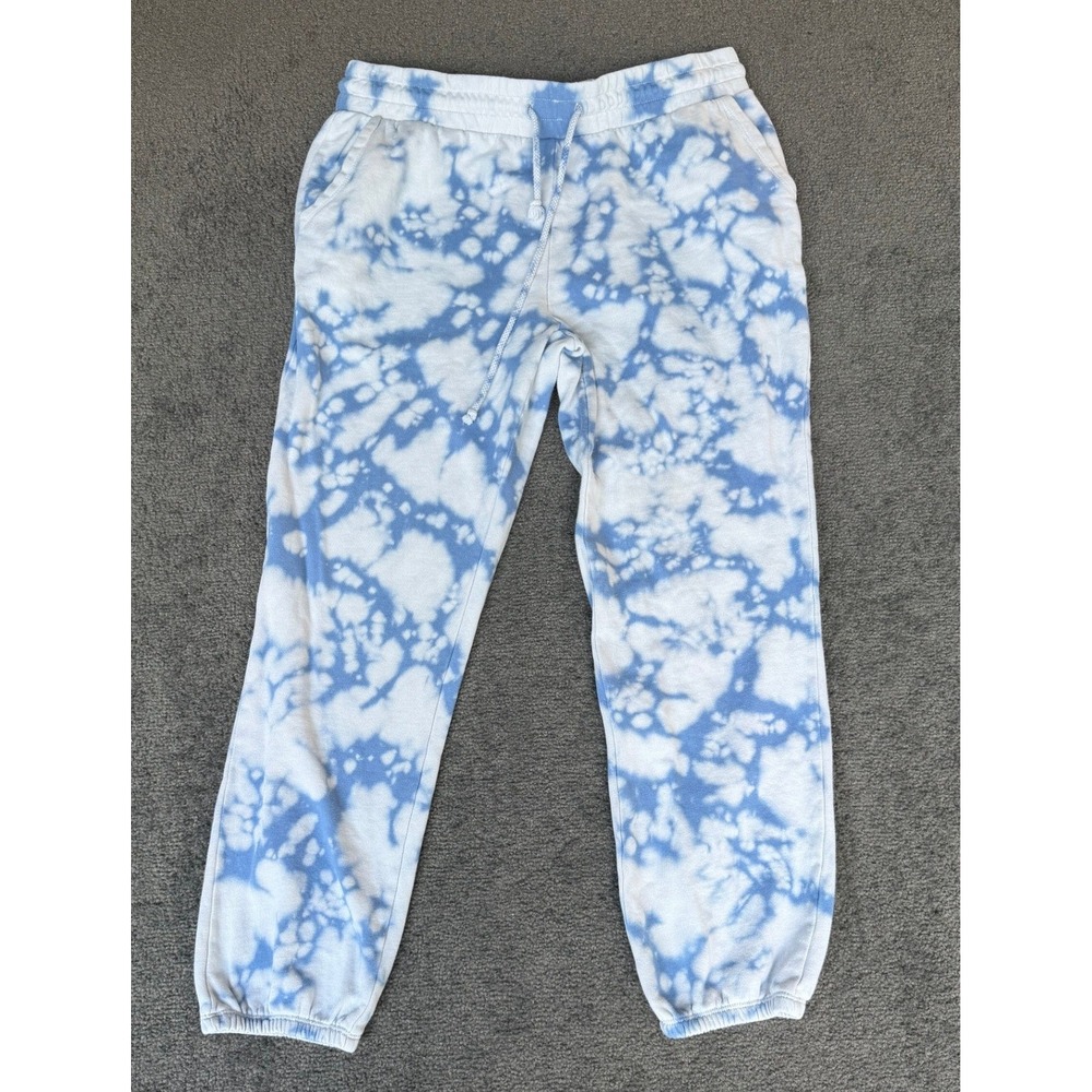 Z Supply Blue‎ White Tie Dye Jogger Sweatpants Cotton Relaxed Fit Large